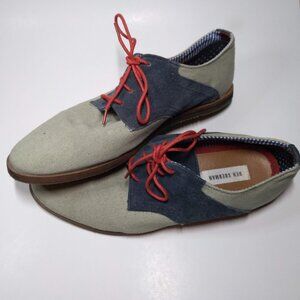 Ben Sherman Men's Canvas & Suede Oxford Shoes 10.5 US Navy & Olive Two-Tone